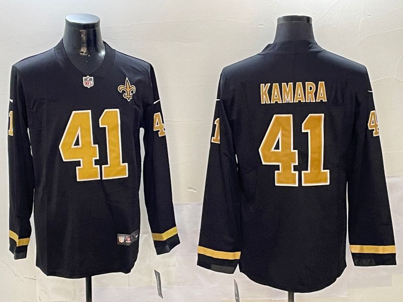 Men New Orleans Saints #41 Kamara Black long sleeve 2024 Nike NFL Jersey style 0104->new orleans saints->NFL Jersey